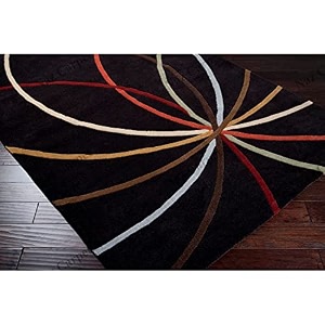 handmade geometrical pattern woollen rugs 1 inch thick pile 7x7 feet square color multi