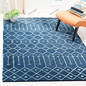 handmade geometrical pattern woollen rugs 1 inch thick pile 7x7 feet round color multi