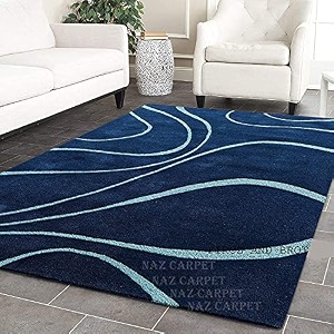 handmade geometrical pattern woollen rugs 1 inch thick pile 8x8 feet square color multi