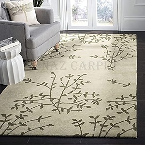 handmade geometrical pattern woollen rugs 1 inch thick pile 7x10 feet color multi