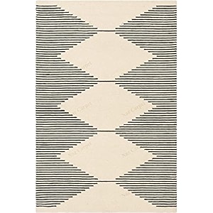 handmade geometrical pattern woollen rugs 1 inch thick pile 6x8 feet color multi