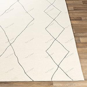 handmade geometrical pattern woollen rugs 1 inch thick pile 8x8 feet round t color multi