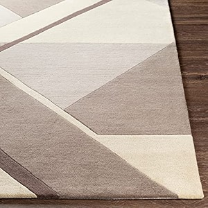 handmade geometrical pattern woollen rugs 1 inch thick pile 5x7 feet color multi