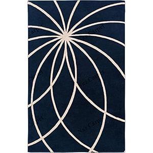 handmade geometrical pattern woollen rugs 1 inch thick pile 6x6 feet square color multi