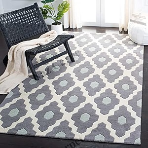 handmade geometrical pattern woollen rugs 1 inch thick pile4x6 feet color multi