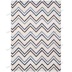 handmade geometrical pattern woollen rugs 1 inch thick pile 7x7 feet square color multi