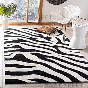 handmade geometrical pattern woollen rugs 1 inch thick pile 7x10 feet color multi