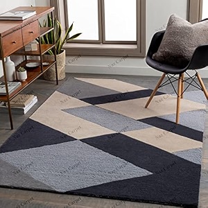 handmade geometrical pattern woollen rugs 1 inch thick pile4x6 feet color multi