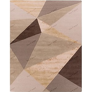 handmade geometrical pattern woollen rugs 1 inch thick pile 6x6 feet round color multi