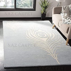 handmade geometrical pattern woollen rugs 1 inch thick pile 6x9 feet color multi