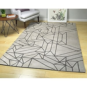 handmade geometrical pattern woollen rugs 1 inch thick pile4x6 feet color multi