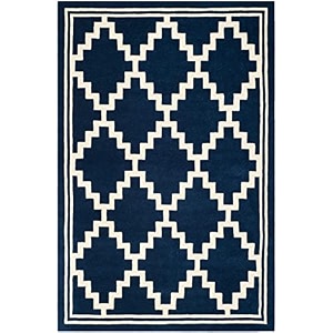 handmade geometrical pattern woollen rugs 1 inch thick pile 6x6 feet round color multi