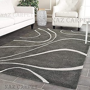 handmade geometrical pattern woollen rugs 1 inch thick pile 7x10 feet color multi
