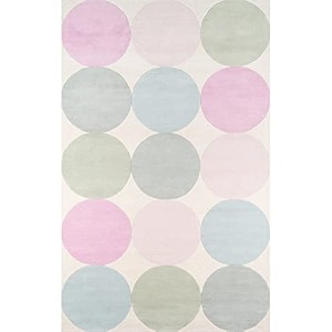 handmade geometrical pattern woollen rugs 1 inch thick pile 6x6 feet round color multi