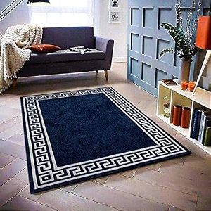 handmade geometrical pattern woollen rugs 1 inch thick pile 6x6 feet square color multi