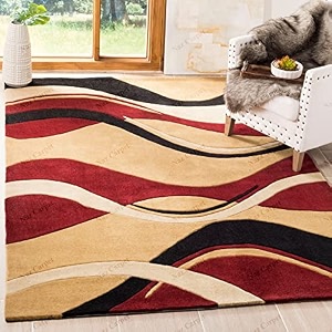 handmade geometrical pattern woollen rugs 1 inch thick pile 7x7 feet square color multi