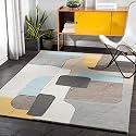 Handmade Geometrical Pattern Woollen Rugs 1 inch Thick Pile (8x8 Feet Round) t Color Multi