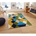 Handmade Geometrical Pattern Woollen Rugs 1 inch Thick Pile (7x7 Feet Round) Color Multi