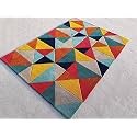 Handmade Geometrical Pattern Woollen Rugs 1 inch Thick Pile (8x8 Feet Round) t Color Multi