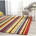 Handmade Geometrical Pattern Woollen Rugs 1 inch Thick Pile (6x6 Feet Round) Color Multi