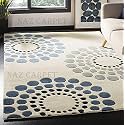 Handmade Geometrical Pattern Woollen Rugs 1 inch Thick Pile (7x7 Feet Round) Color Multi