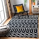 Handmade Geometrical Pattern Woollen Rugs 1 inch Thick Pile (5x7 Feet) Color Multi