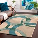 Handmade Geometrical Pattern Woollen Rugs 1 inch Thick Pile (6x6 Feet Round) Color Multi