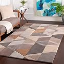 Handmade Geometrical Pattern Woollen Rugs 1 inch Thick Pile (5x5 Feet Square) Color Multi