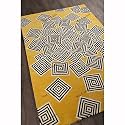 Handmade Geometrical Pattern Woollen Rugs 1 inch Thick Pile (6x9 Feet) Color Multi