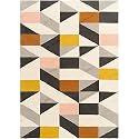 Handmade Geometrical Pattern Woollen Rugs 1 inch Thick Pile (6x8 Feet) Color Multi