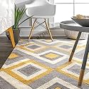Handmade Geometrical Pattern Woollen Rugs 1 inch Thick Pile (6x6 Feet Round) Color Multi