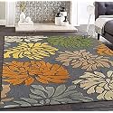 Handmade Geometrical Pattern Woollen Rugs 1 inch Thick Pile (9x12 Feet) Color Multi