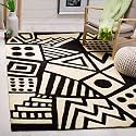 Handmade Geometrical Pattern Woollen Rugs 1 inch Thick Pile (7x7 Feet Round) Color Multi