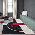 Handmade Geometrical Pattern Woollen Rugs 1 inch Thick Pile (6x6 Feet Square) Color Multi