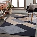Handmade Geometrical Pattern Woollen Rugs 1 inch Thick Pile (5x8 Feet) Color Multi