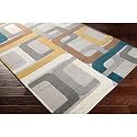 Handmade Geometrical Pattern Woollen Rugs 1 inch Thick Pile (7x7 Feet Square) Color Multi