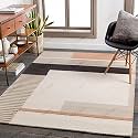 Handmade Geometrical Pattern Woollen Rugs 1 inch Thick Pile (6x6 Feet Square) Color Multi