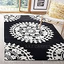 Handmade Geometrical Pattern Woollen Rugs 1 inch Thick Pile (5x7 Feet) Color Multi
