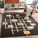 Handmade Geometrical Pattern Woollen Rugs 1 inch Thick Pile (6x6 Feet Square) Color Multi