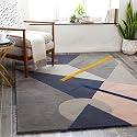 Handmade Geometrical Pattern Woollen Rugs 1 inch Thick Pile (8x11 Feet) Color Multi