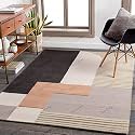 Handmade Geometrical Pattern Woollen Rugs 1 inch Thick Pile (5x7 Feet) Color Multi