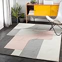 Handmade Geometrical Pattern Woollen Rugs 1 inch Thick Pile (5x7 Feet) Color Multi