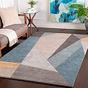 Handmade Geometrical Pattern Woollen Rugs 1 inch Thick Pile (5x5 Feet Round) Color Multi