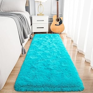 naze modern export quality micro fiber shaggy carpet runner for hall room guest room bedroom etccolor-turqoise size 2x6 feet60x185 cm