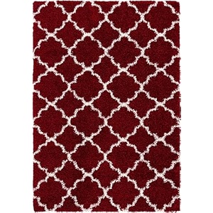 naze modern export quality micro fiber shaggy carpet runner for hall room guest room bedroom etccolor- red ivory ii size2x4 feet 60x120 cm