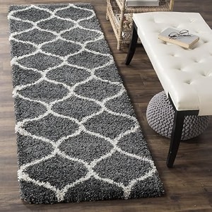 naze modern export quality micro fiber shaggy carpet runner for hall room guest room bedroom etccolor-grey and ivory size 2x6 feet60x185 cm