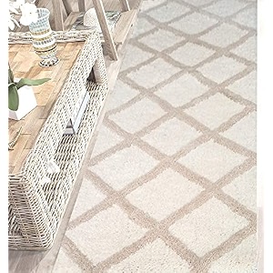 naze modern export quality micro fiber shaggy carpet runner for hall room guest room bedroom etccolor-ivory n beige size 2x5 feet60x155 cm