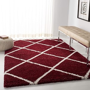 naze modern export quality micro fiber shaggy carpet runner for hall room guest room bedroom etccolor-red and ivory size 4x6 feet123x185 cm