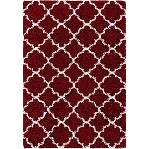 naze modern export quality micro fiber shaggy carpet runner for hall room guest room bedroom etccolor- red ivory ii size 2x6 feet60x185 cm