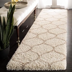 naze modern export quality micro fiber shaggy carpet runner for hall room guest room bedroom etccolor-ivory and beige size 2x6 feet60x185 cm